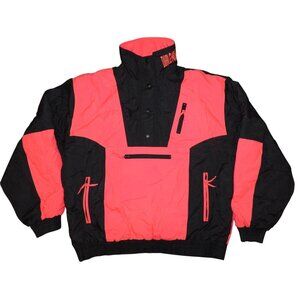 VINTAGE Dual Control Neon Colorblock Jacket Mens XL Pink Abstract Ski 90s